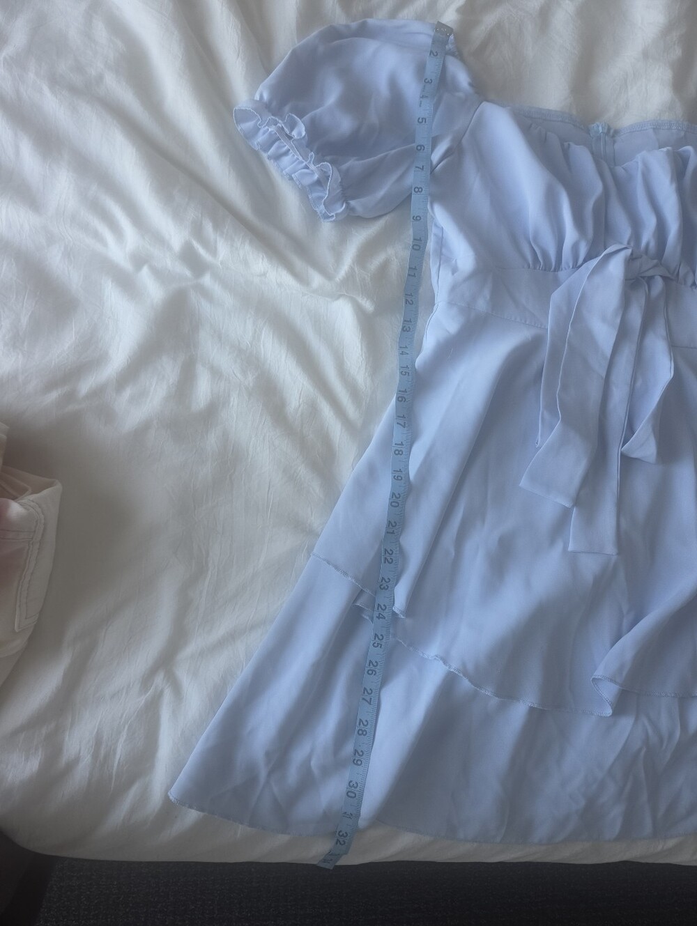 Light Blue Off-Shoulder Ruffle Mini Dress - Picture 3 of 4